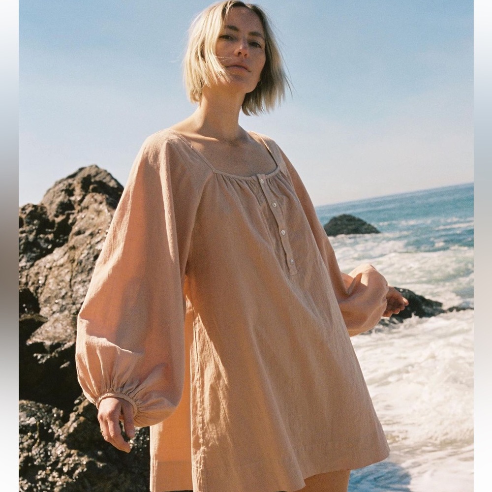 COPY RESERVED. Rudy Jude Debbie Linen Dress in Gold size XS